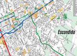 Escondido Map with Street Index, San Diego County, CA
