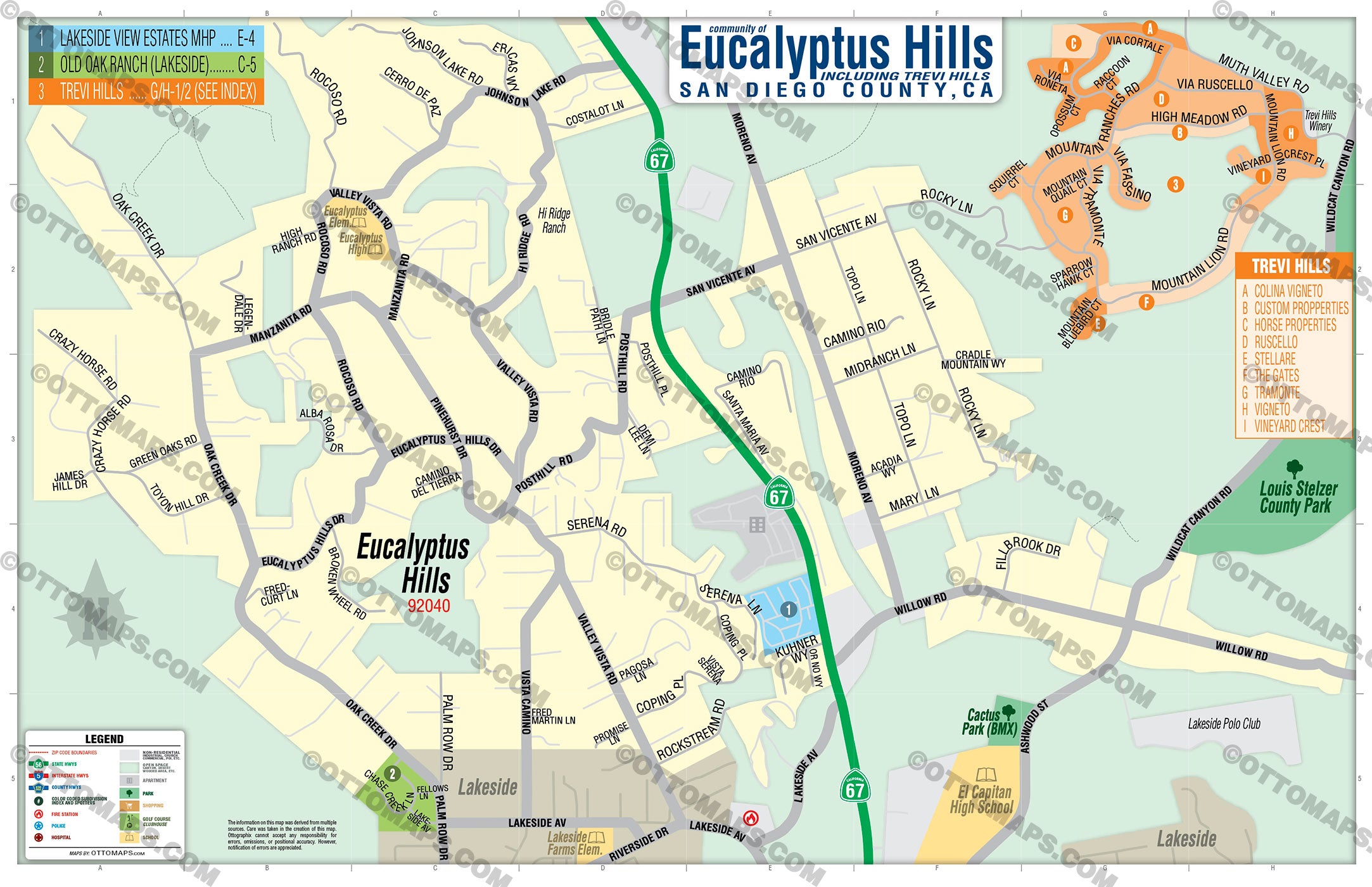 Eucalyptus Hills Map - PDF, editable, royalty free