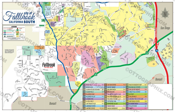 Fallbrook Map SOUTH, San Diego County, CA