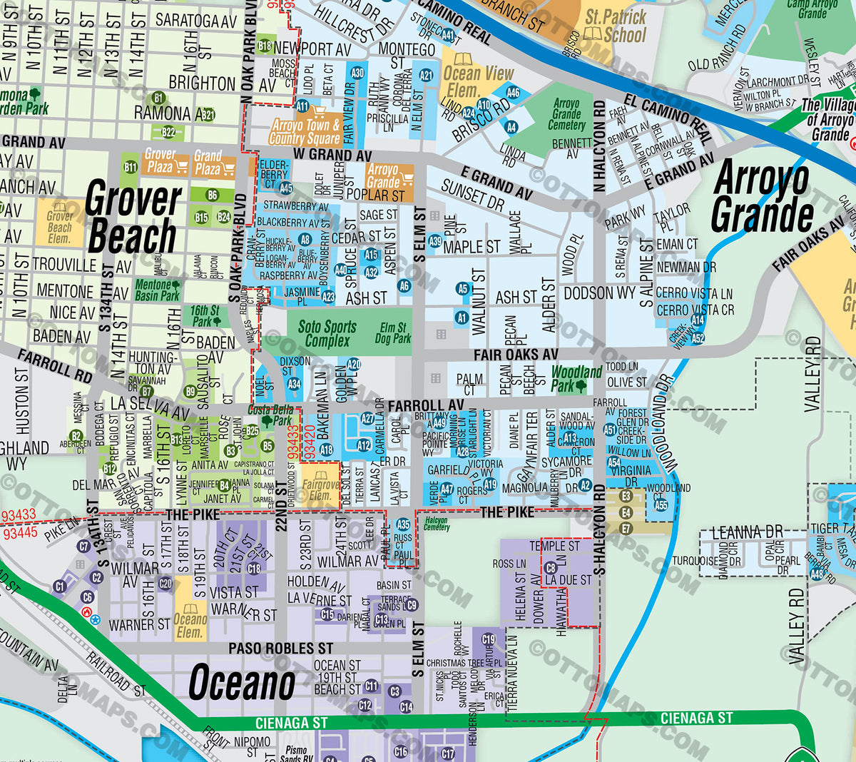 Five Cities Map - San Luis Obispo County - FILES - PDF and AI, editabl ...