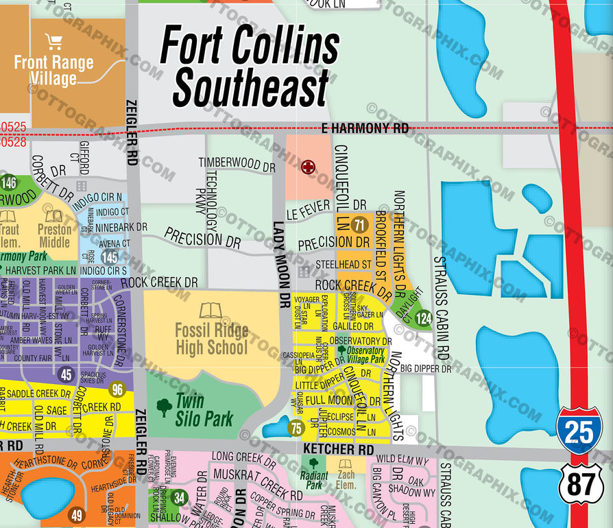 Fort Collins Map, Colorado - PDF, layered, editable, royalty free - FILES - PDF and AI, editable, vector, royalty free