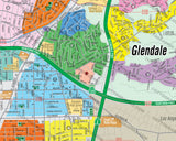 Glendale Map, Los Angeles County, CA