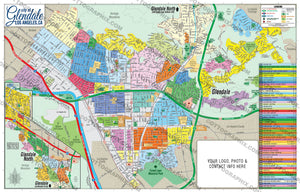 Glendale Map, Los Angeles County, CA