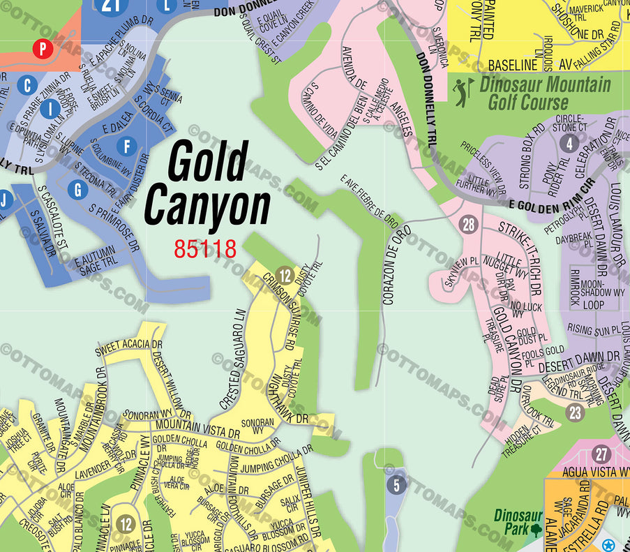 Gold Canyon Map, Pinal County, Arizona - FILES - PDF and AI, editable, vector, royalty free