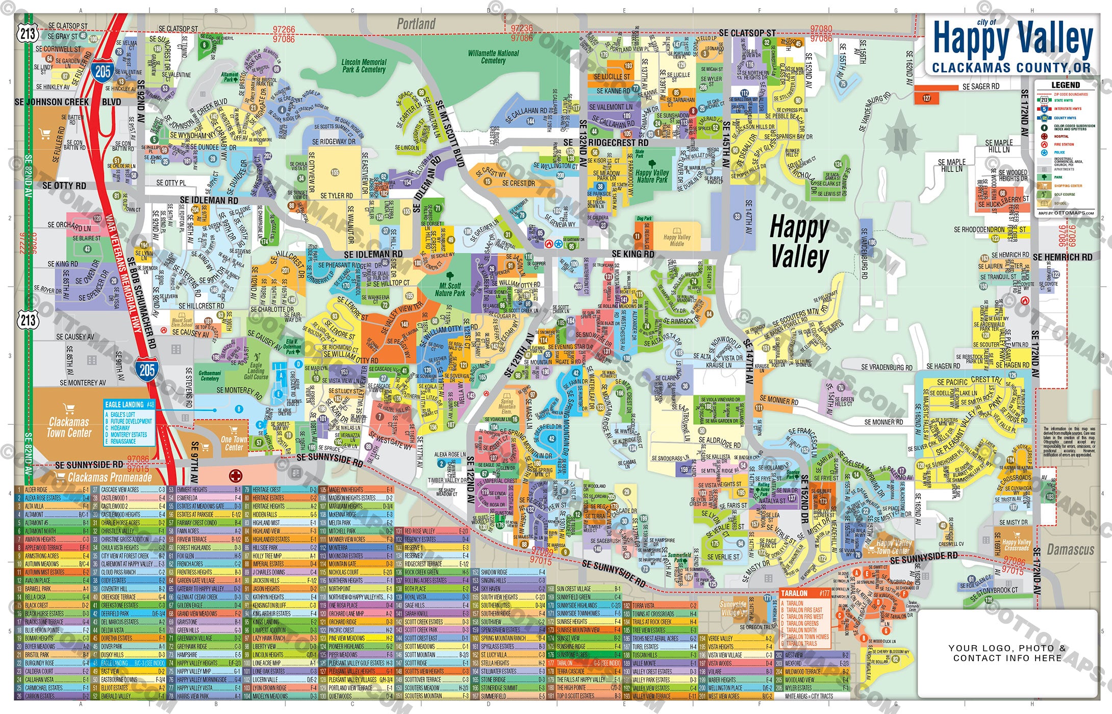 Happy Valley Map, Clackamas County, OR - FILES - PDF and AI, editable, vector, royalty free