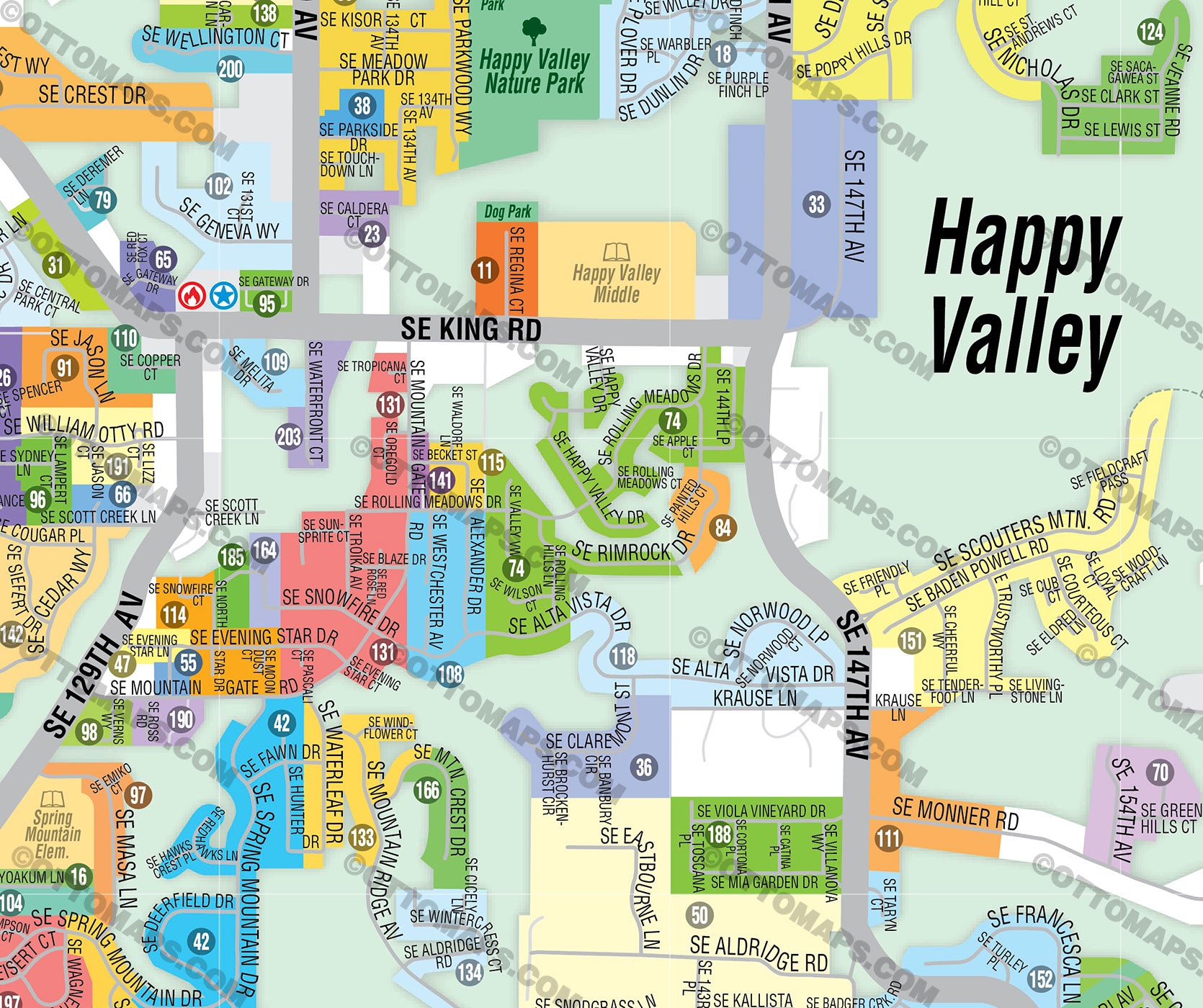 Happy Valley Map, Clackamas County, OR - FILES - PDF and AI, editable, vector, royalty free