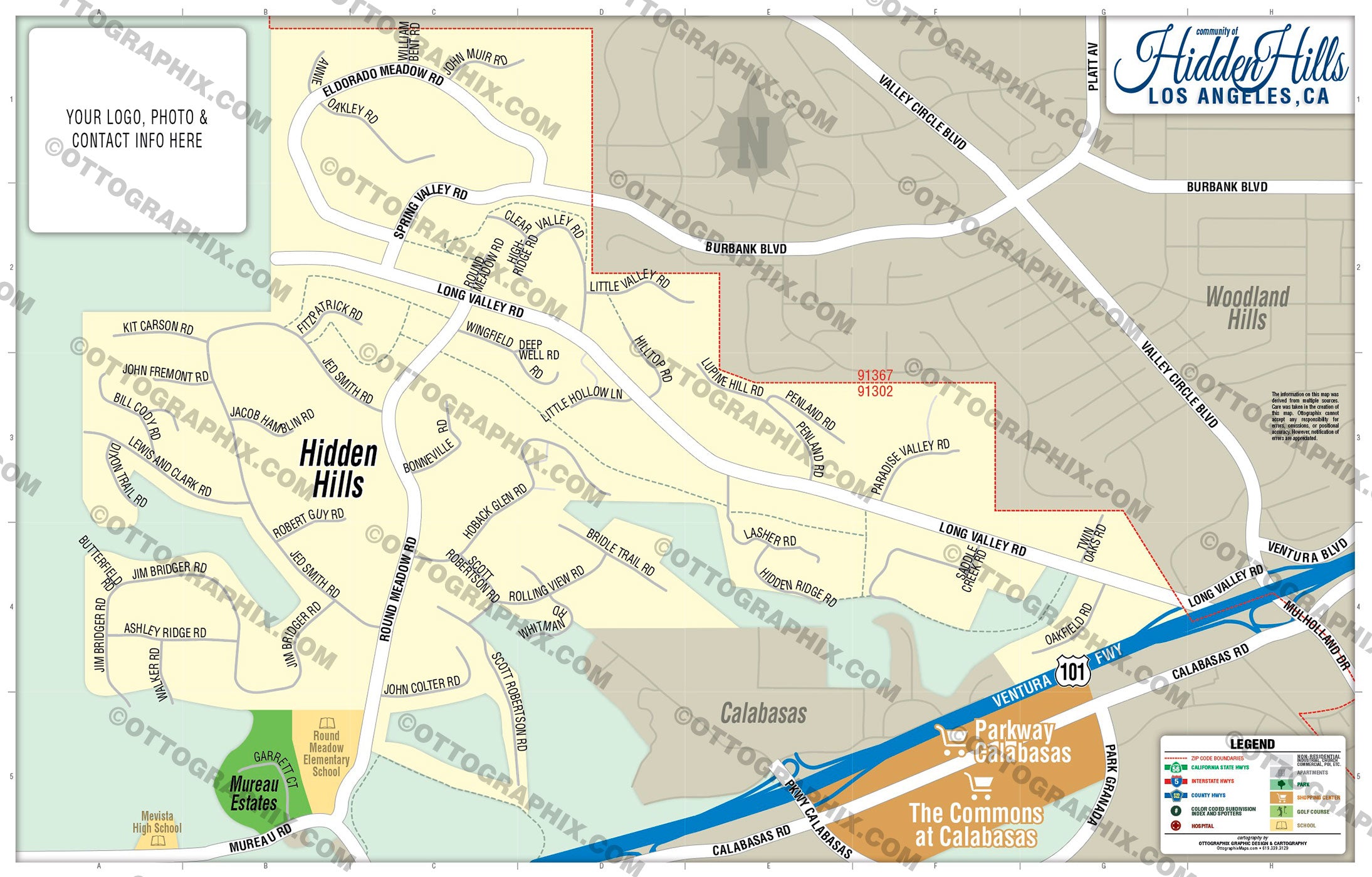 Hidden Hills Map, Los Angeles County, CA