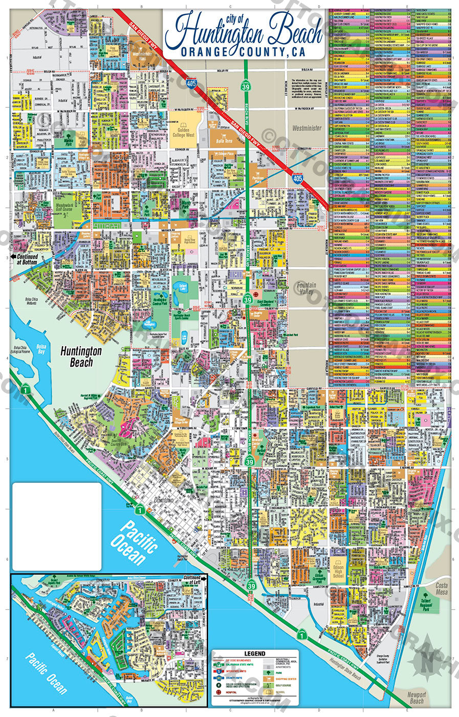 Huntington Beach Map (6 options: Full, North & South, Districts 14, 15 –  Otto Maps