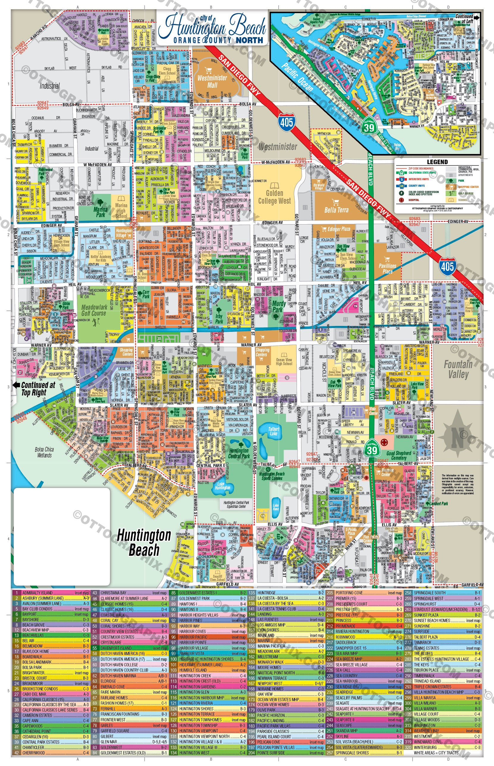 Huntington Beach Map - PDF, editable, royalty free