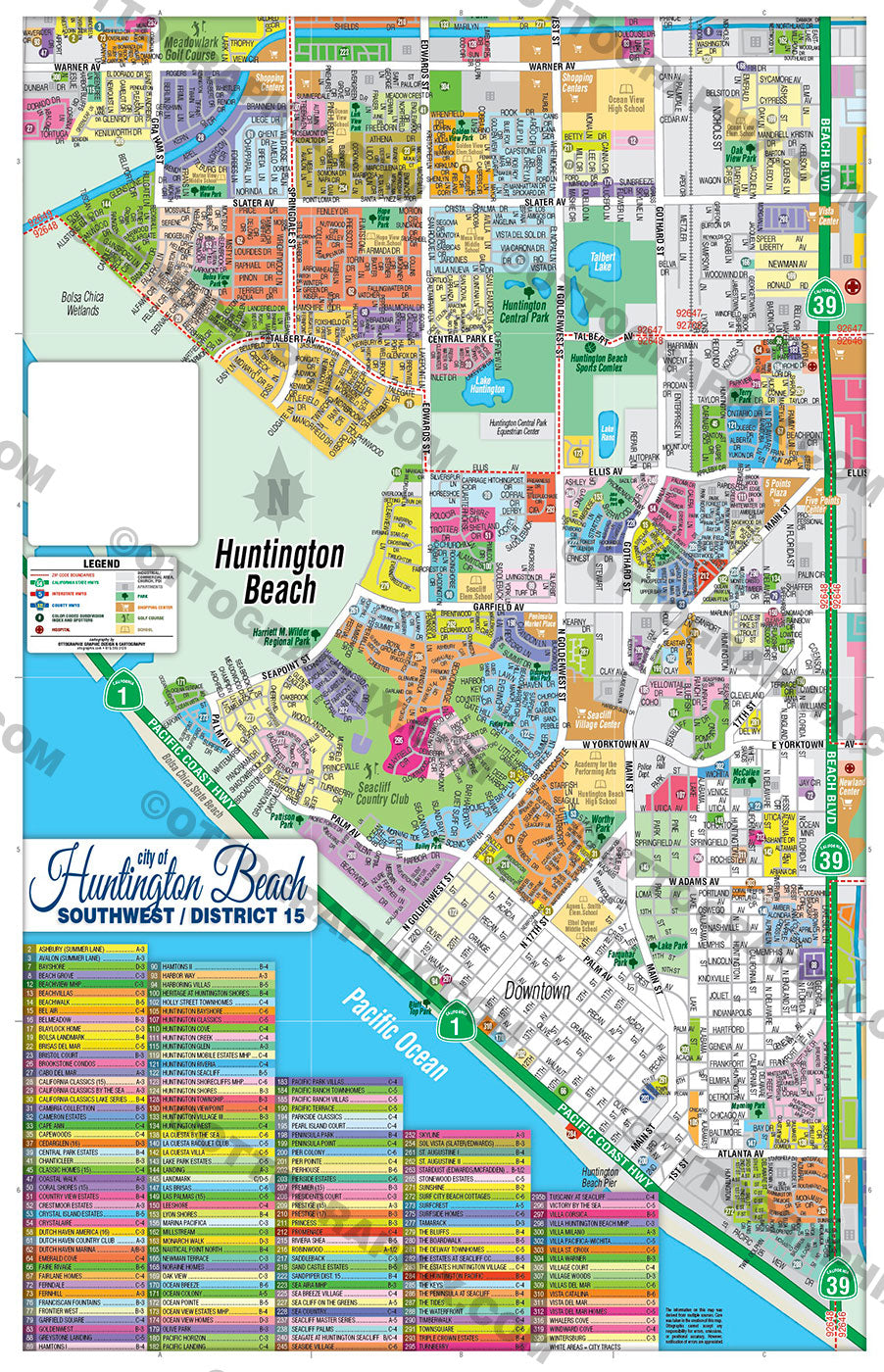 Huntington Beach Map - PDF, editable, royalty free