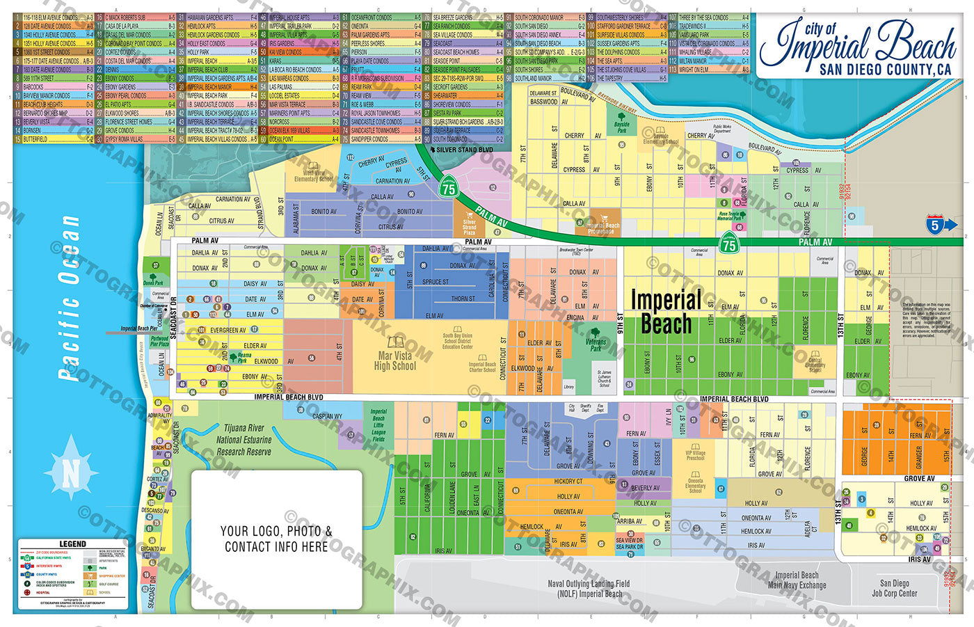 Imperial Beach Map - PDF, Editable, Royalty Free