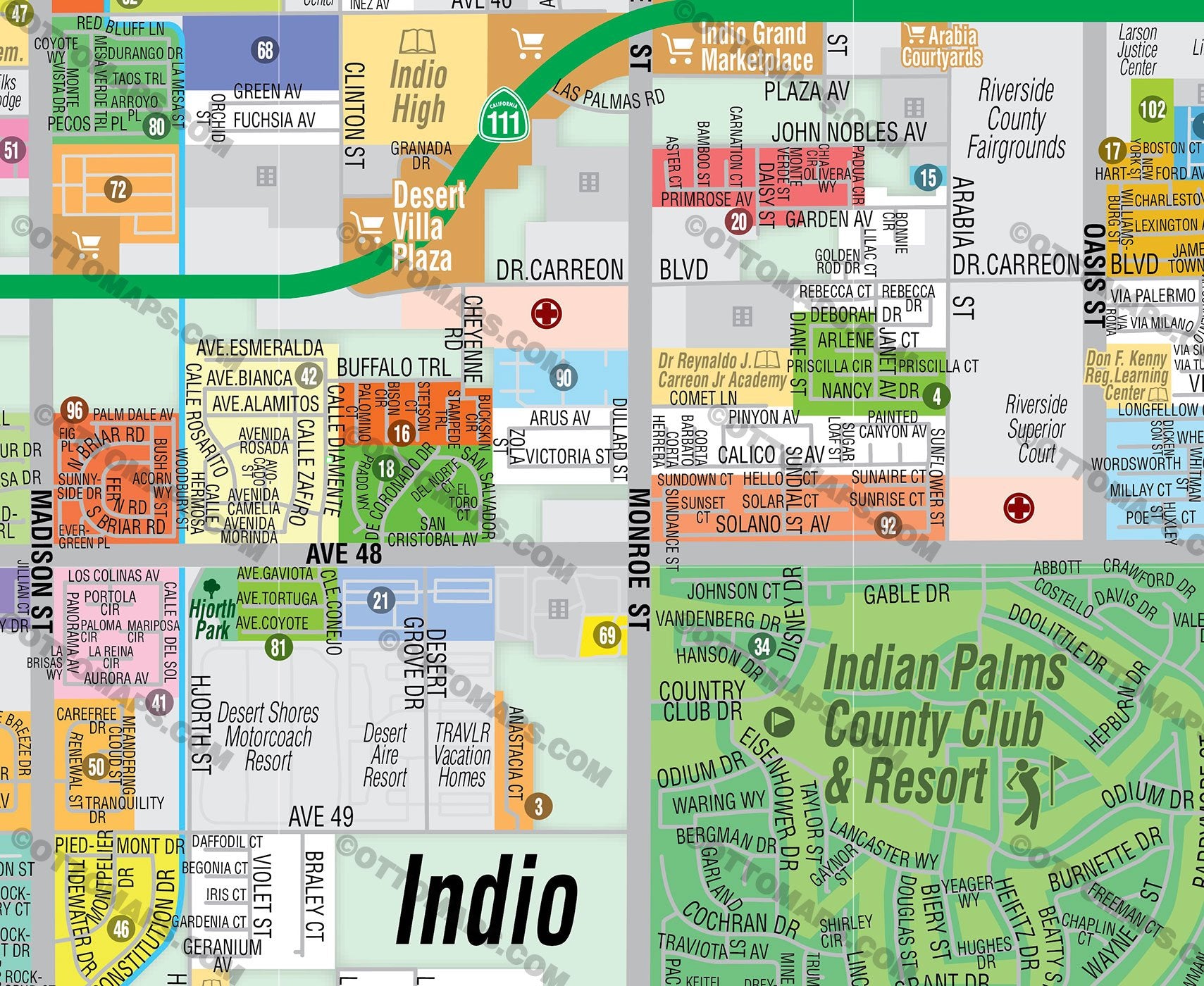 Indio Map - pdf, editable, royalty free