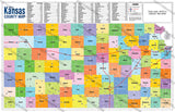 Kansas State Map with County Boundaries - PDF, editable, royalty free