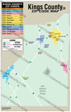 Kings County Zip Code Map - PDF, editable, royalty free
