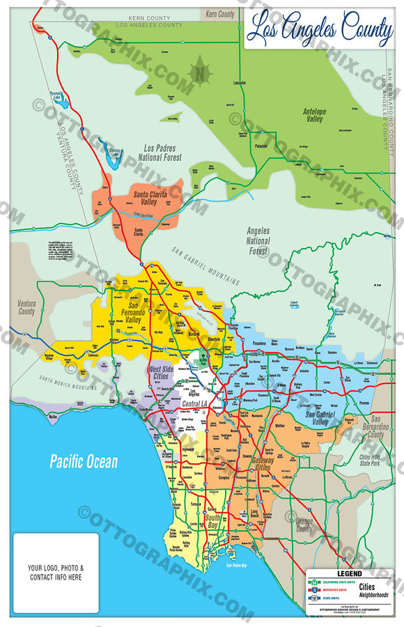 Los Angeles County Map - FULL (No Zip Codes) – Otto Maps