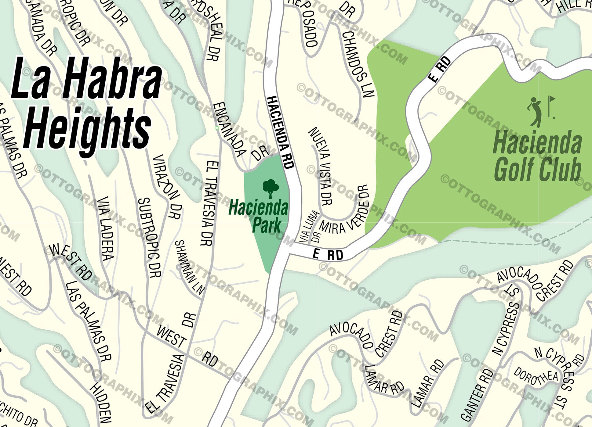 La Habra Heights Map, Los Angeles County, CA