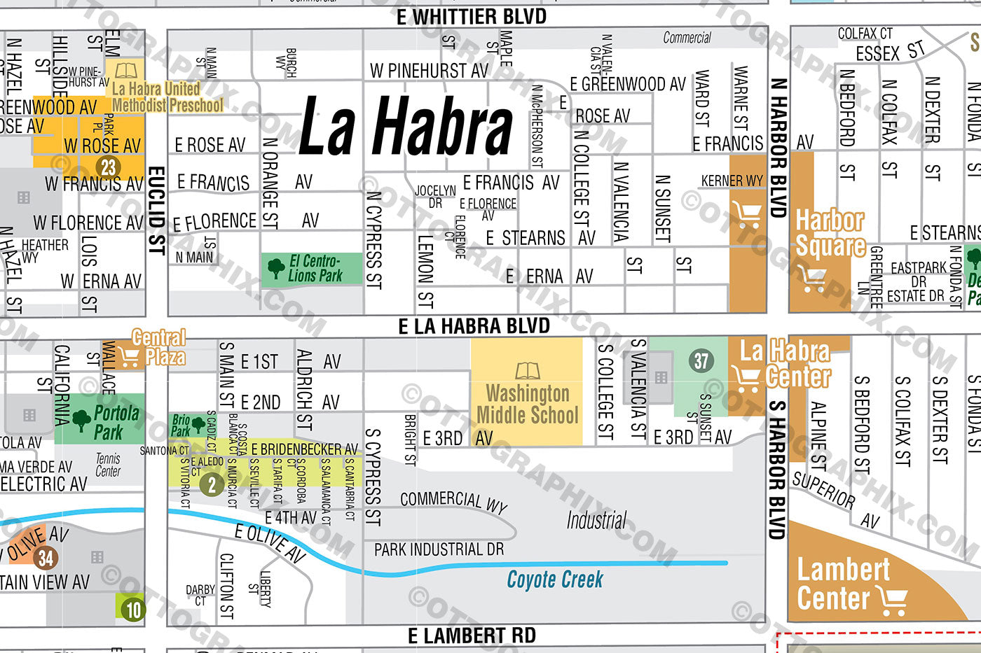 La Habra Map, Orange County, CA