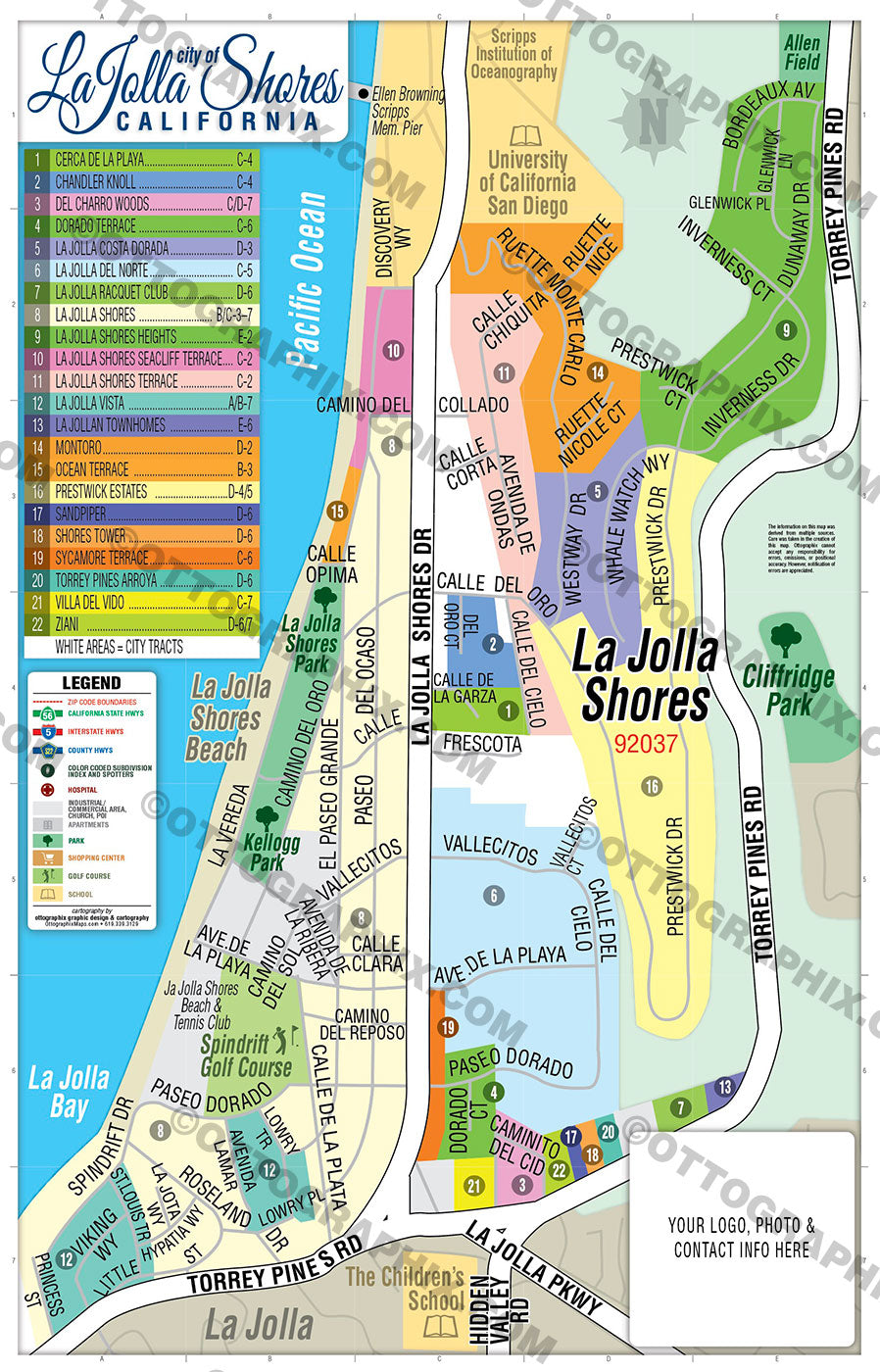 La Jolla Shores Map, San Diego County, CA