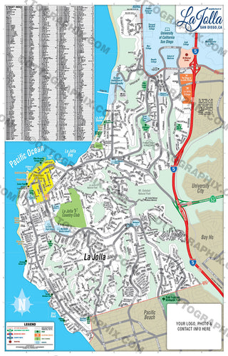 La Jolla Map with Street Index, San Diego County, CA - FILES - PDF and ...