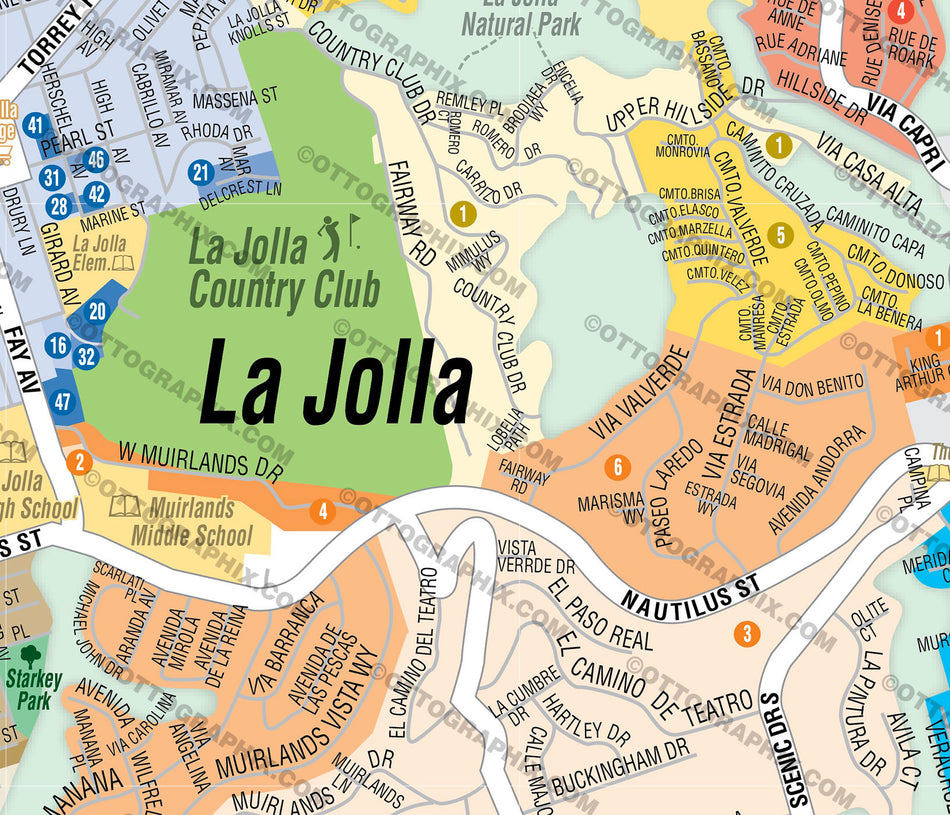 La Jolla Map, San Diego County - Neighborhoods and Subdivisions - FILE ...