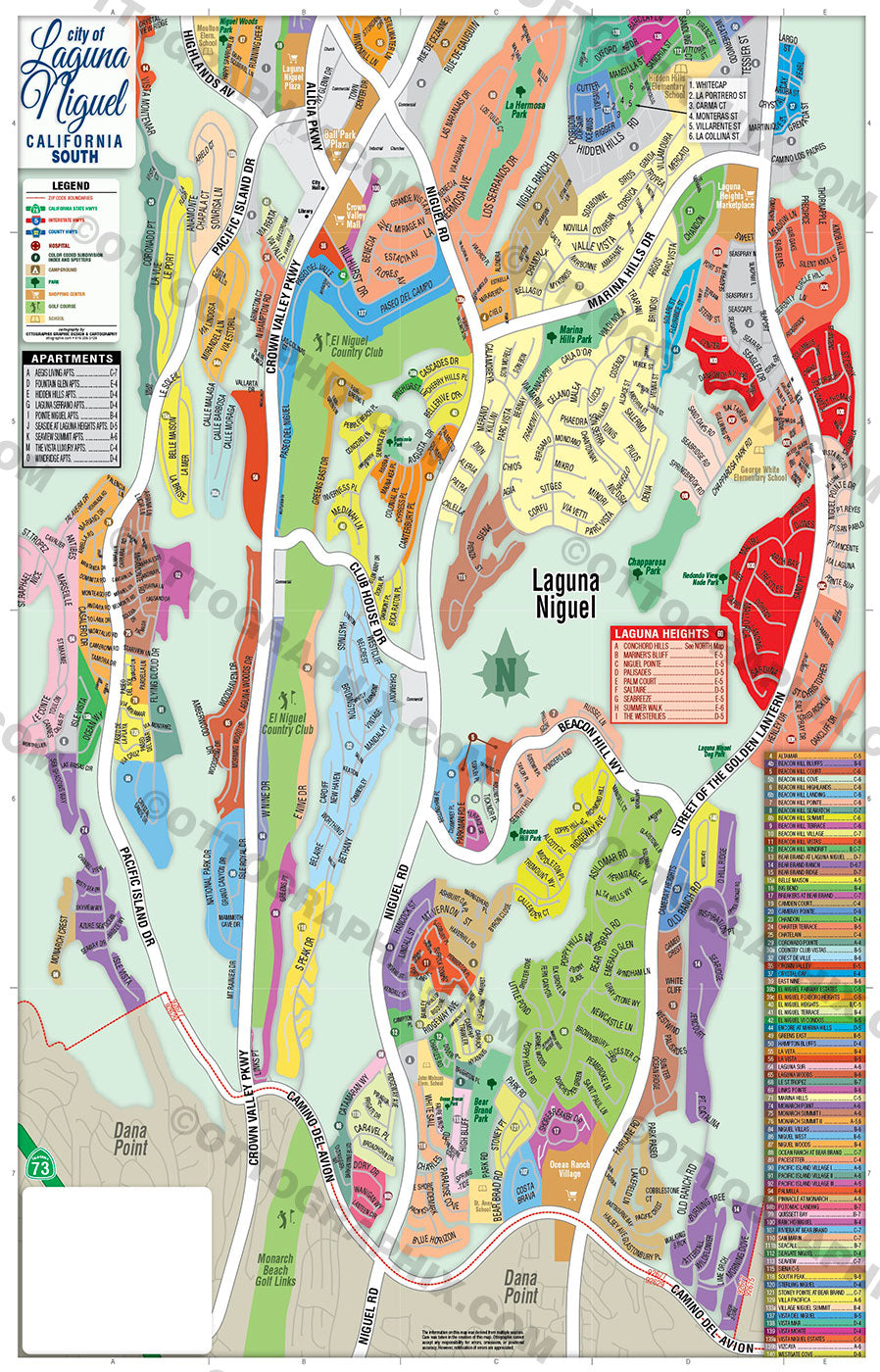 Laguna Niguel Map SOUTH, Orange County, CA