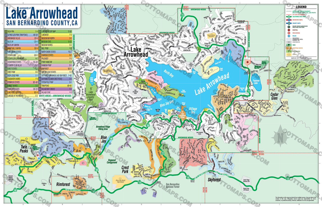 lake arrowhead california map
