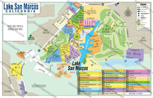Lake San Marcos Map - PDF, editable, royalty free