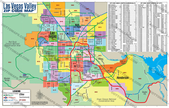 Las Vegas Valley Zip Code Map - PDF, editable, royalty free
