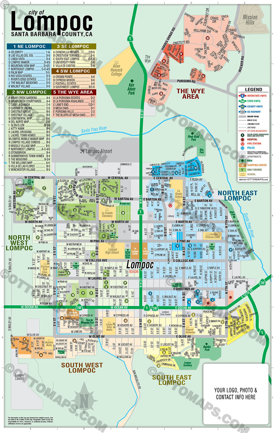 Lompoc Map - FILES - PDF and AI, editable, vector, royalty free