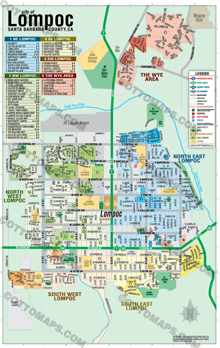 Lompoc Map - PDF, editable, royalty free – Otto Maps