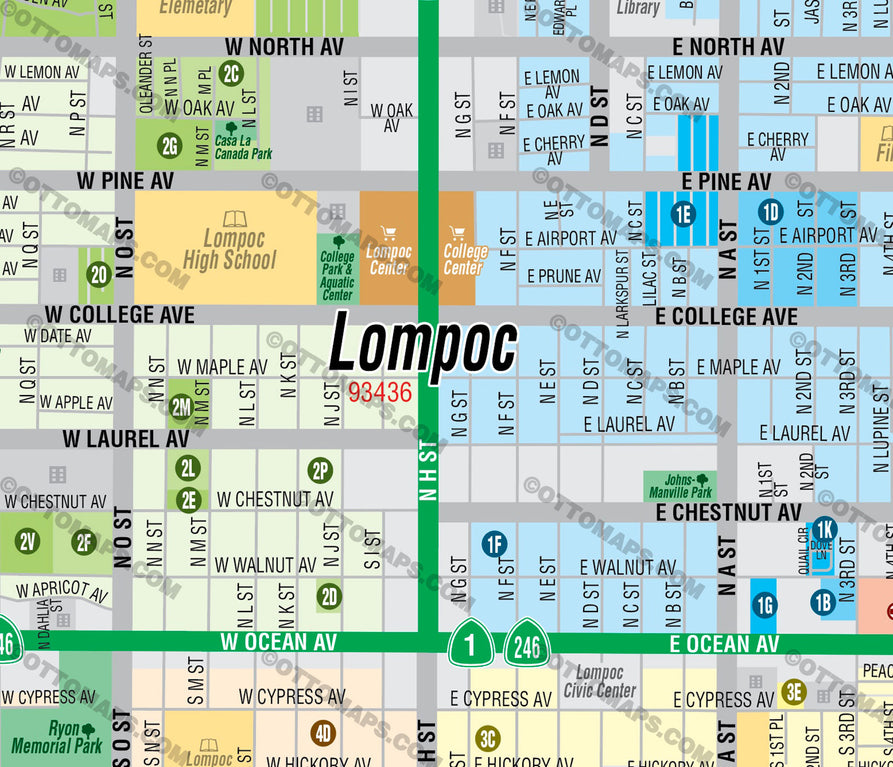 Lompoc Map - FILES - PDF and AI, editable, vector, royalty free