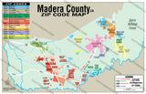 Madera County Zip Code Map - PDF, editable, royalty free