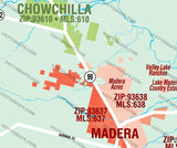 Madera County Combo Map - Zip Codes and MLS Areas