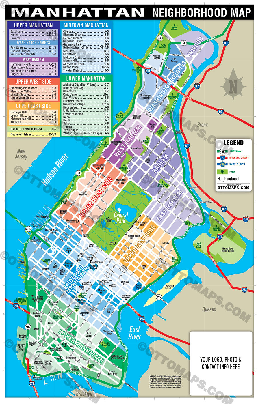 Manhattan Map, New York, NY