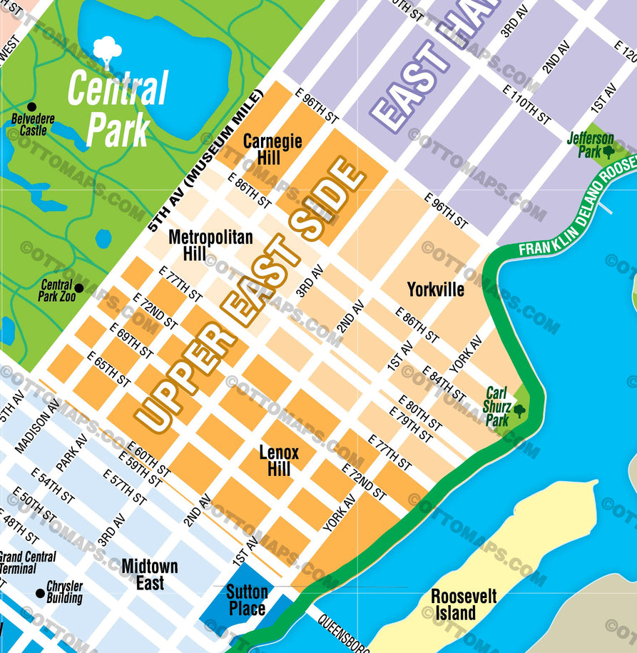 Manhattan Map, New York, NY