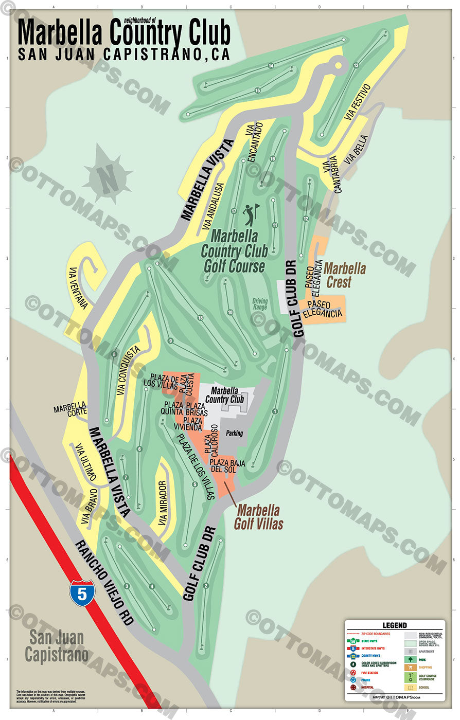 Marbella Country Club Map - San Juan Capistrano - PDF, editable, royalty free