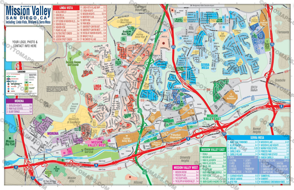 Mission Valley Map including Linda Vista, Morena and Serra Mesa - FILE ...