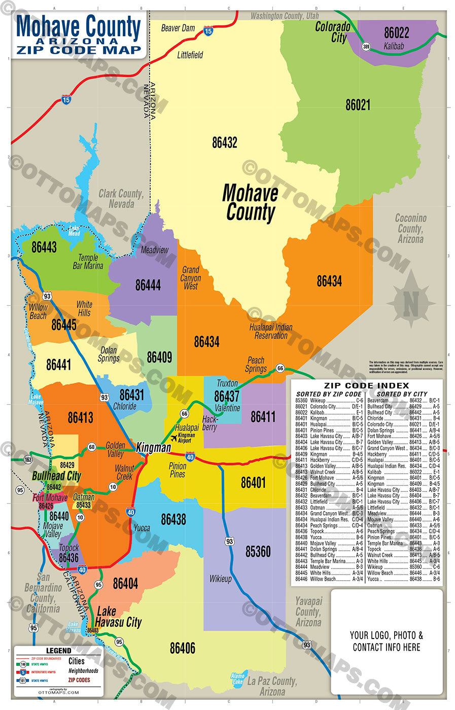 Mojave County Arizona Zip Code Map