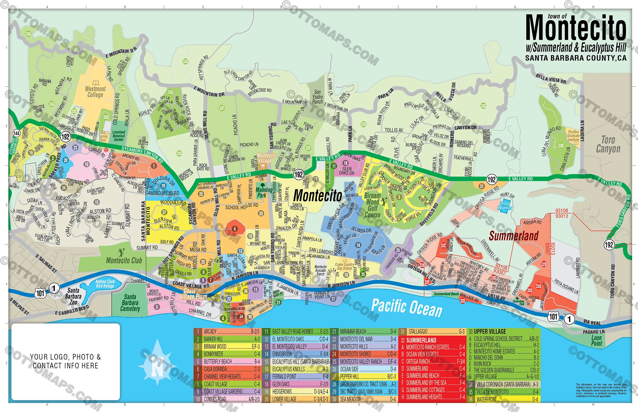 Montecito Map - PDF, editable, royalty free