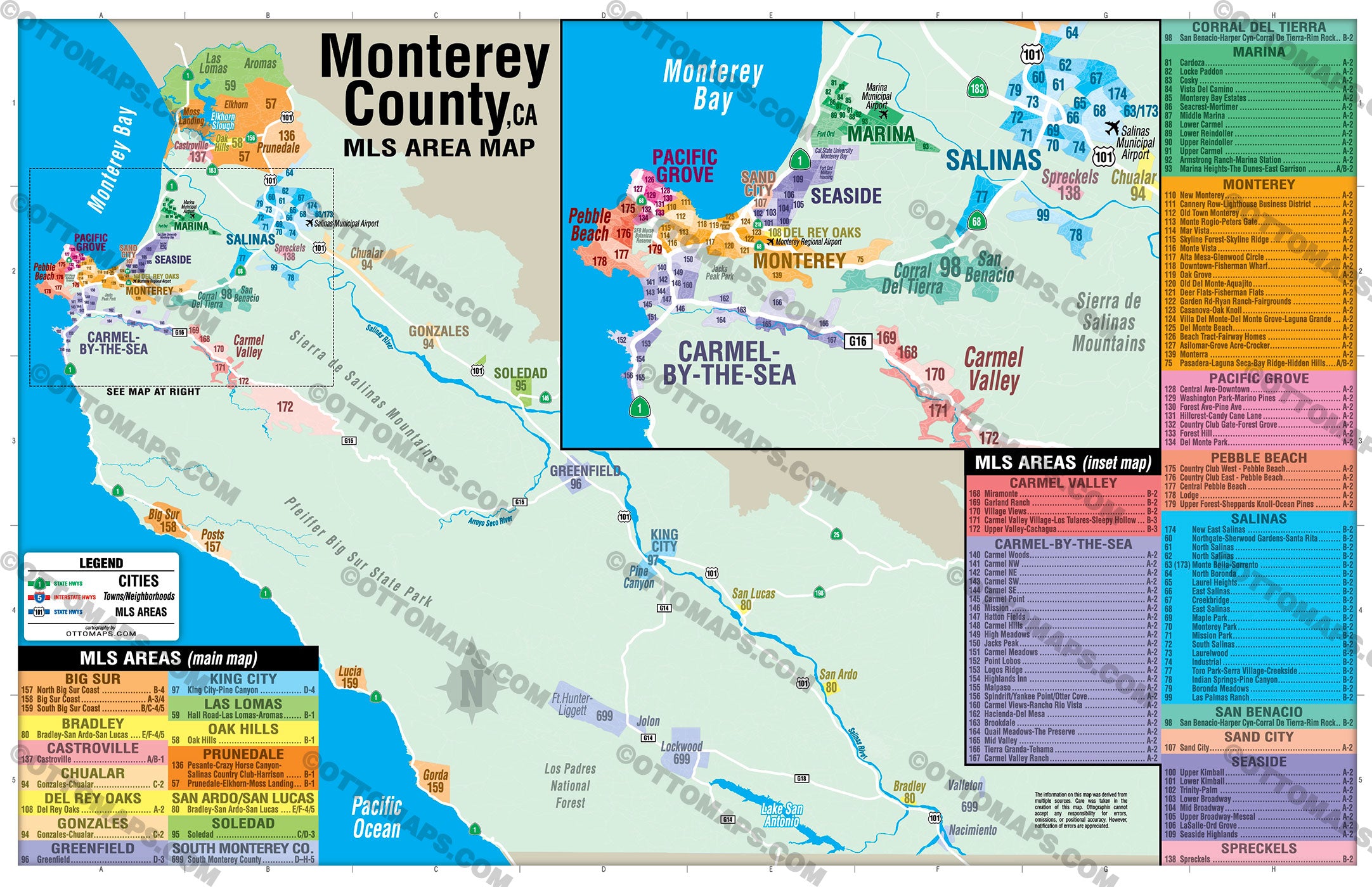 Monterey County MLS Area Map - PDF, editable, royalty free