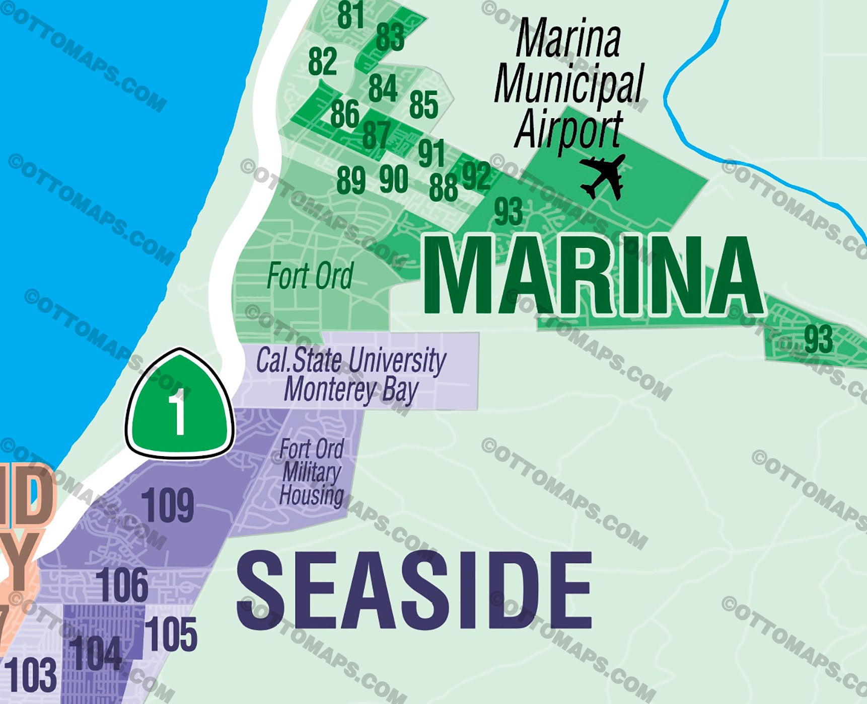 Monterey County MLS Area Map - California - FILES - PDF and AI, editable, vector, royalty free