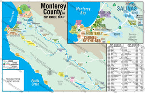 Monterey County Zip Code Map - PDF, editable, royalty free