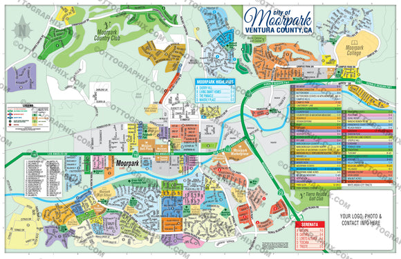 Moorpark Map with Subdivisions Ventura County, CA – Otto Maps