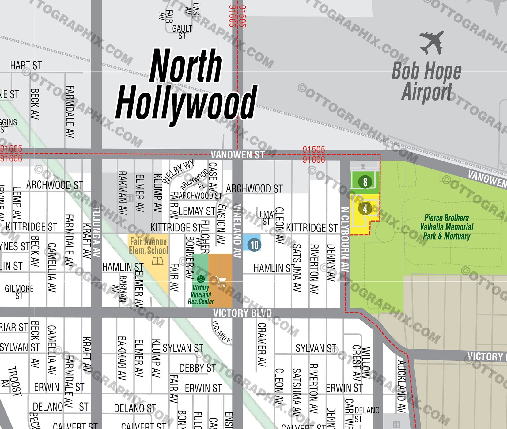 North Hollywood Map, Los Angeles County, CA