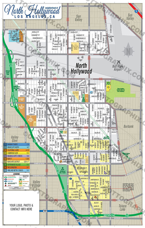North Hollywood Map, Los Angeles County, CA