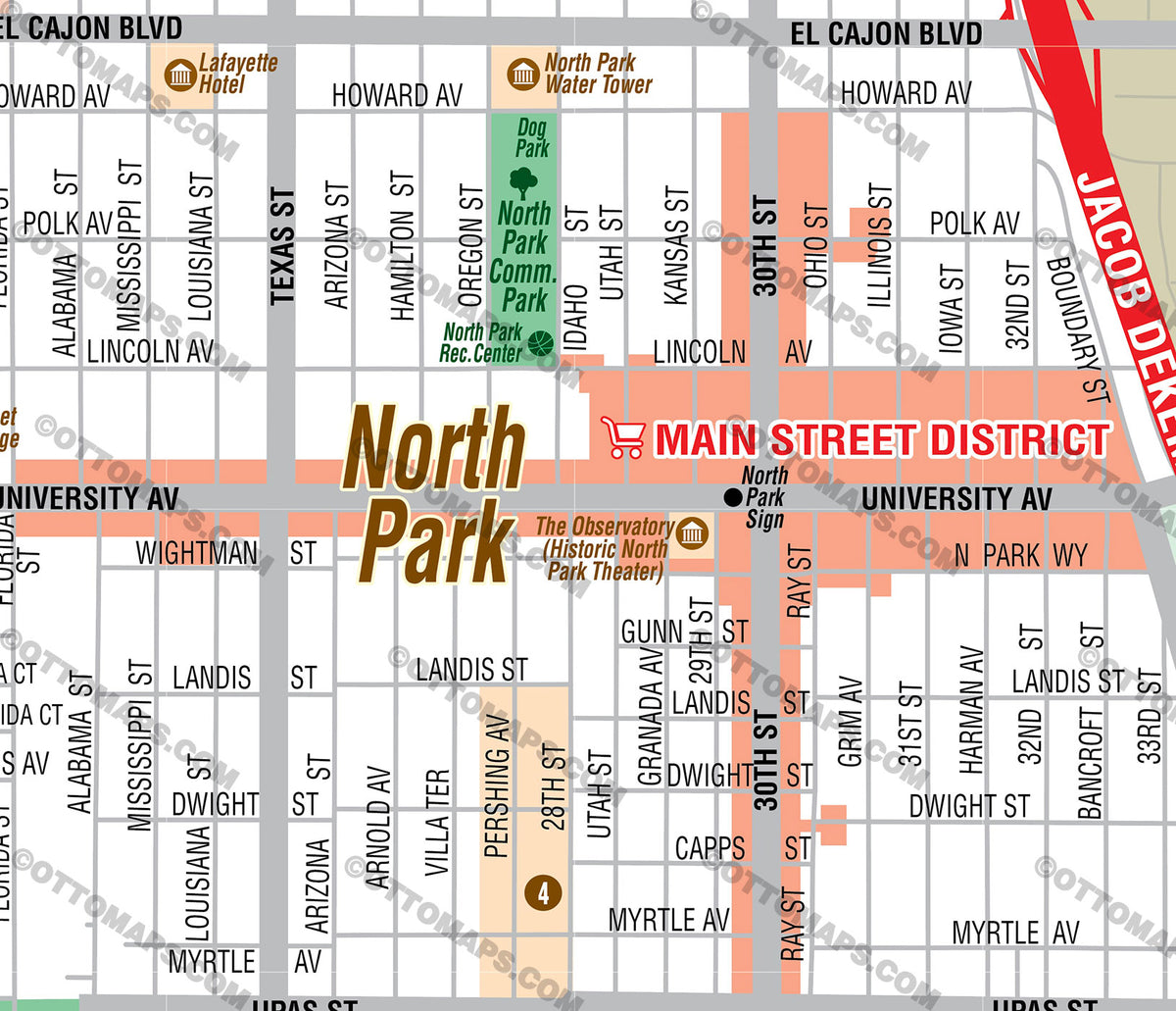 North Park Tourist Map, San Diego, CA - FILES - PDF and AI, editable ...
