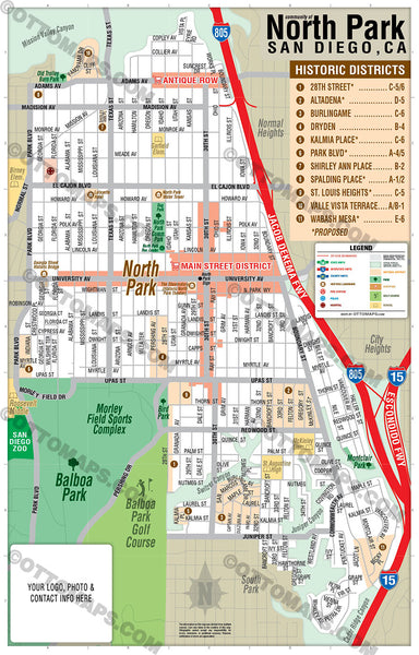 North Park Tourist Map, San Diego, CA – Otto Maps