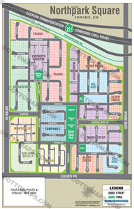 Northpark Square Map, Irvine, CA - PDF, editable, royalty free