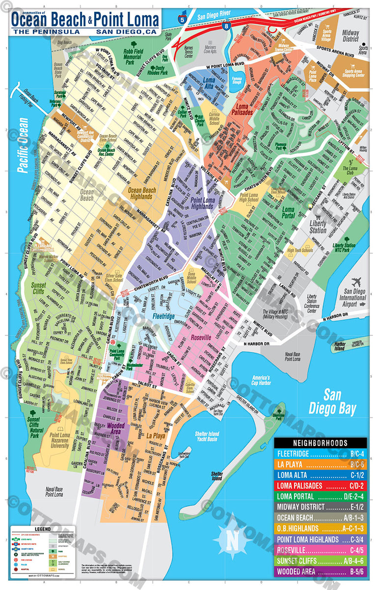 Ocean Beach Map - Point Loma Map – Neighborhoods – Otto Maps