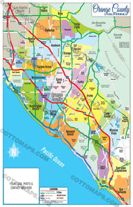 Orange County Map - PDF, editable, royalty free